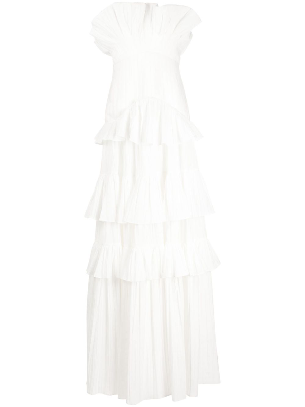 Ascot ruffled strapless gown - White
