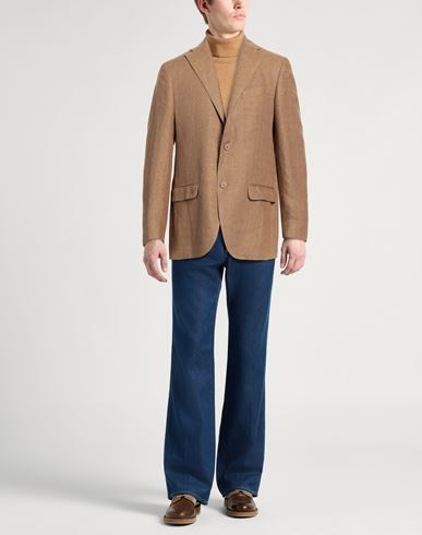 Man Blazer Camel Size 40 Linen