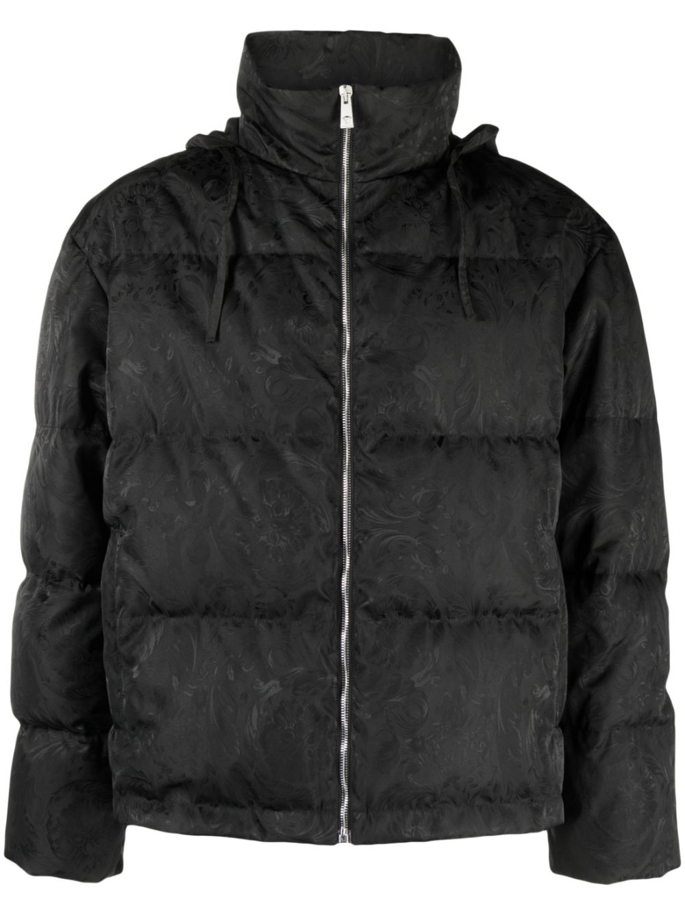 Baroque-print puffer jacket - Black