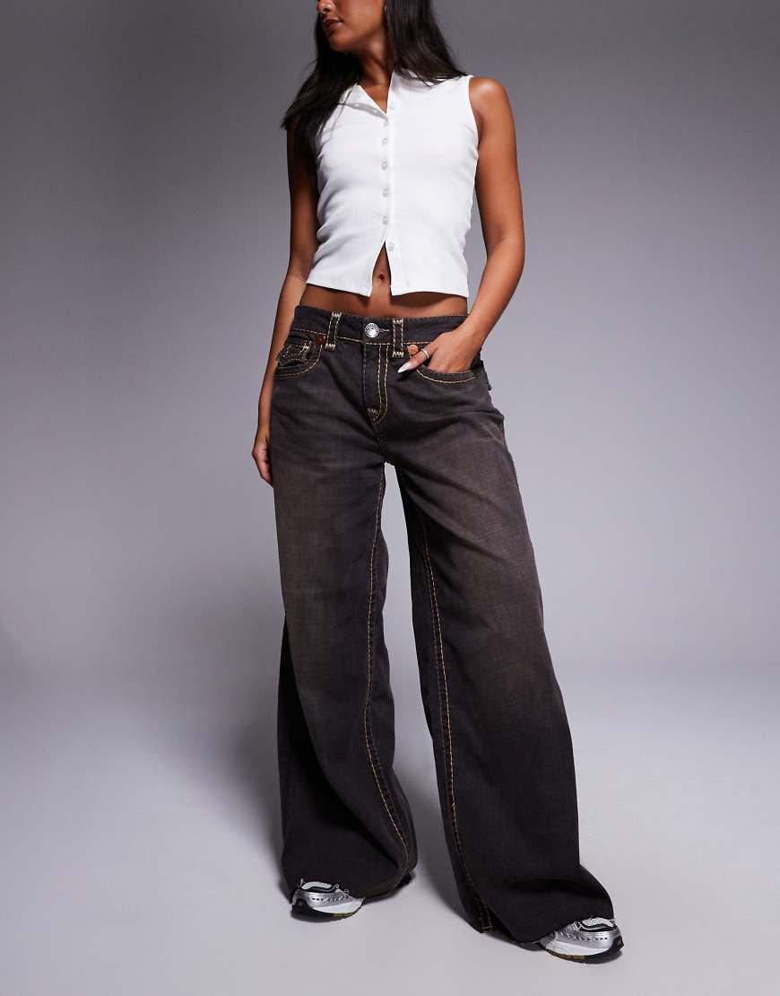Jessie super baggy flap pocket jeans in black wash