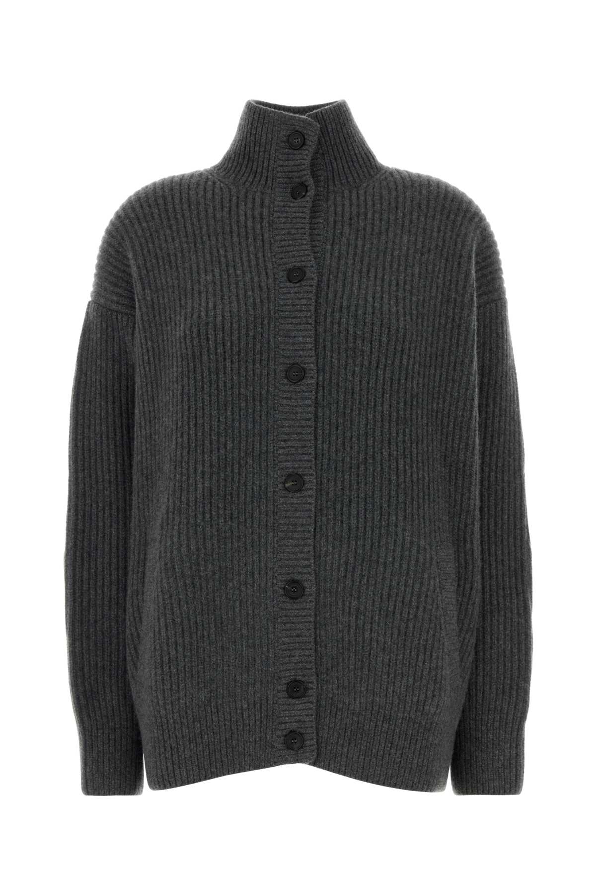 Ribbed Cashmere Cardigan — Gray