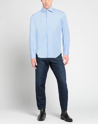Man Shirt Azure Size 18 Cotton