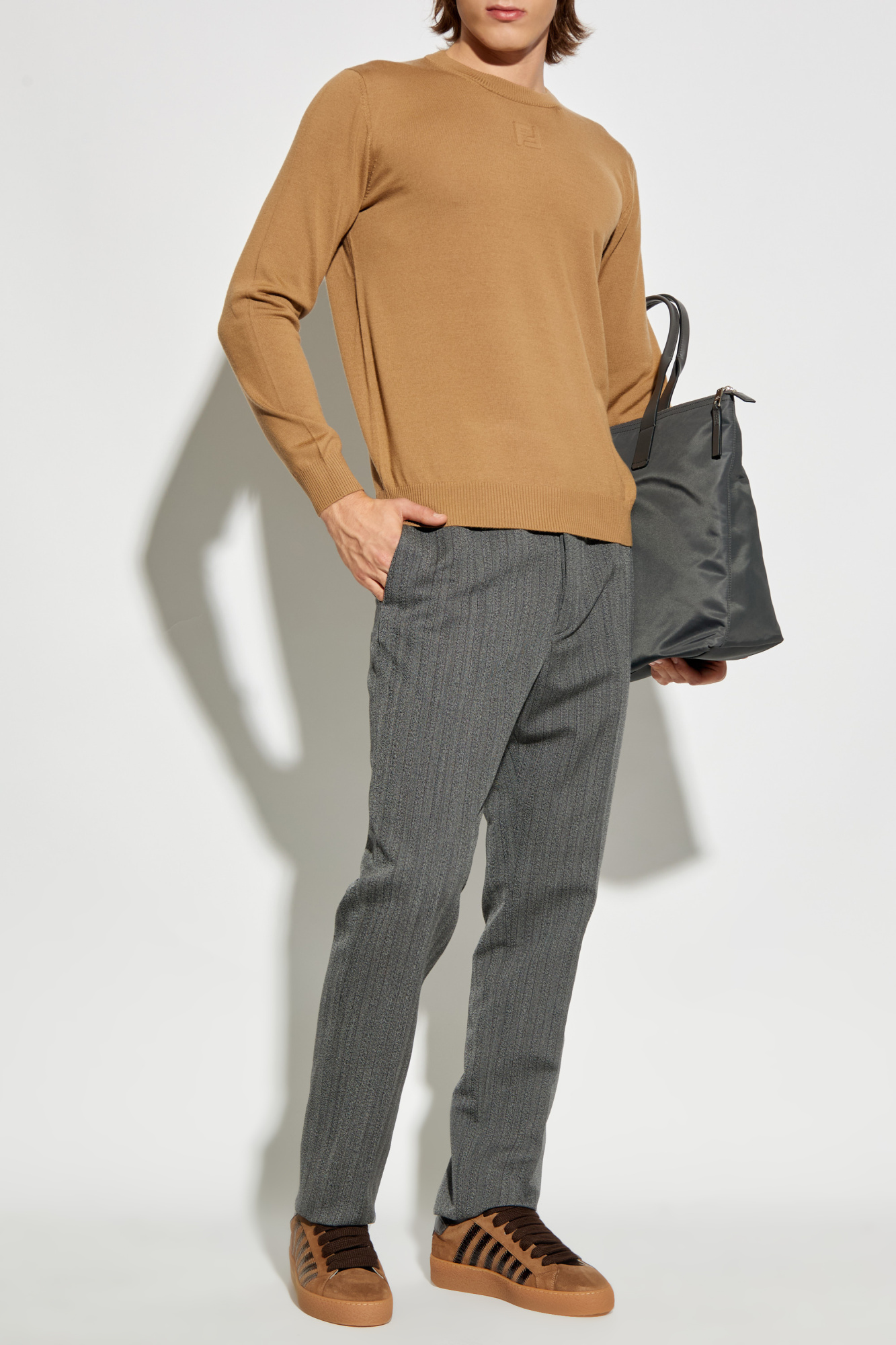 Creased Trousers, Men's, Grey