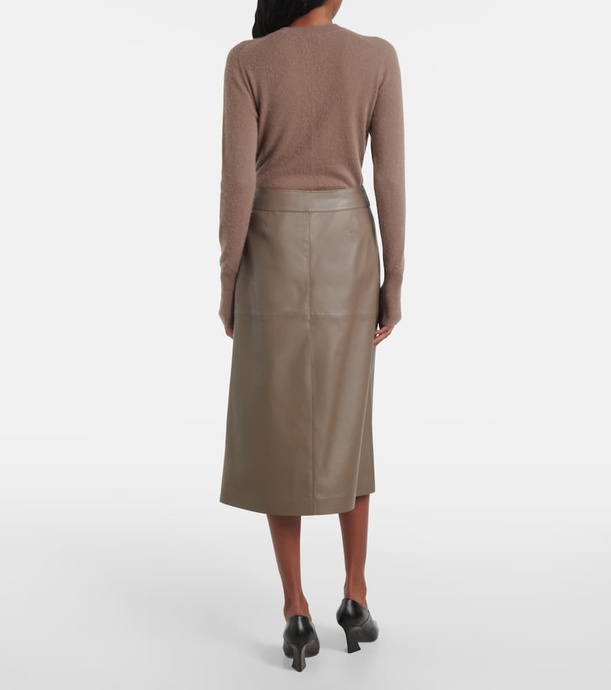 Leather midi skirt