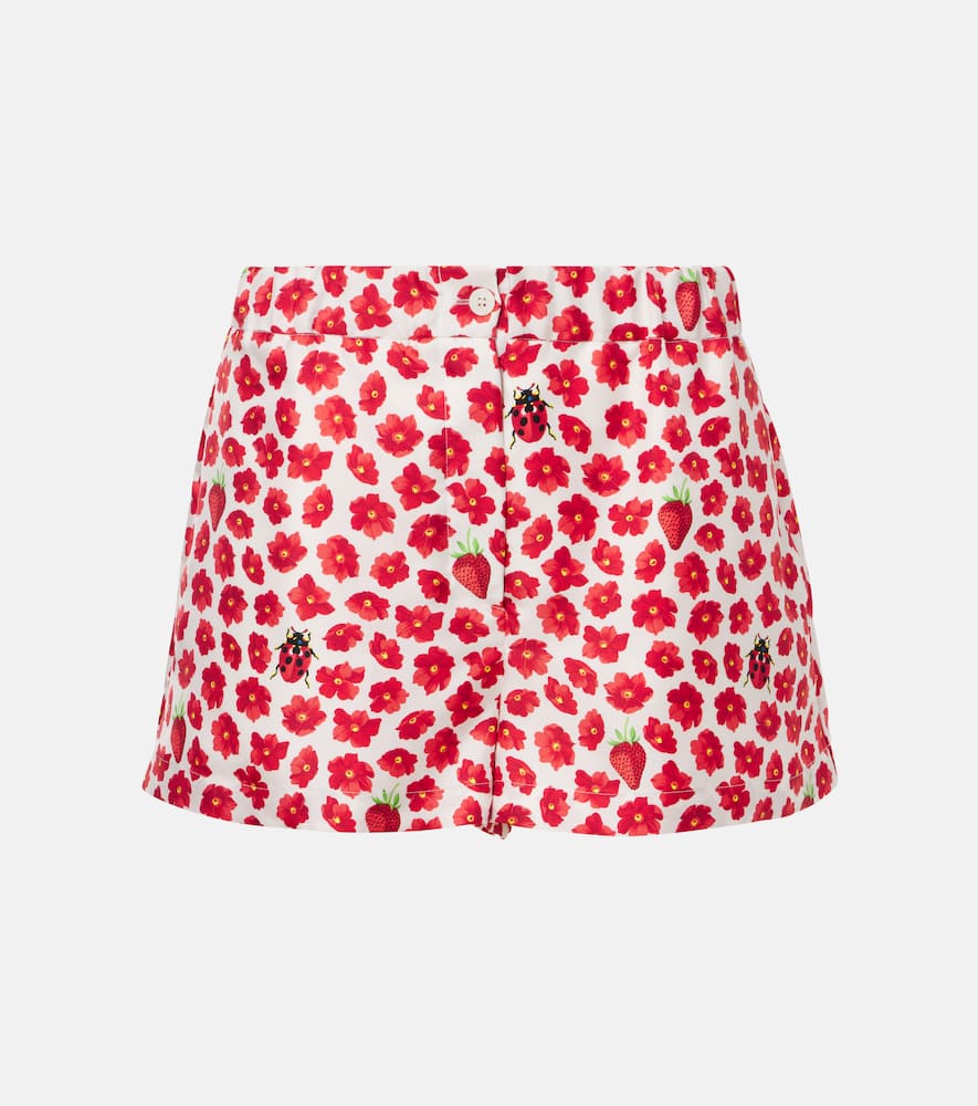 Versace Floral printed silk twill shorts