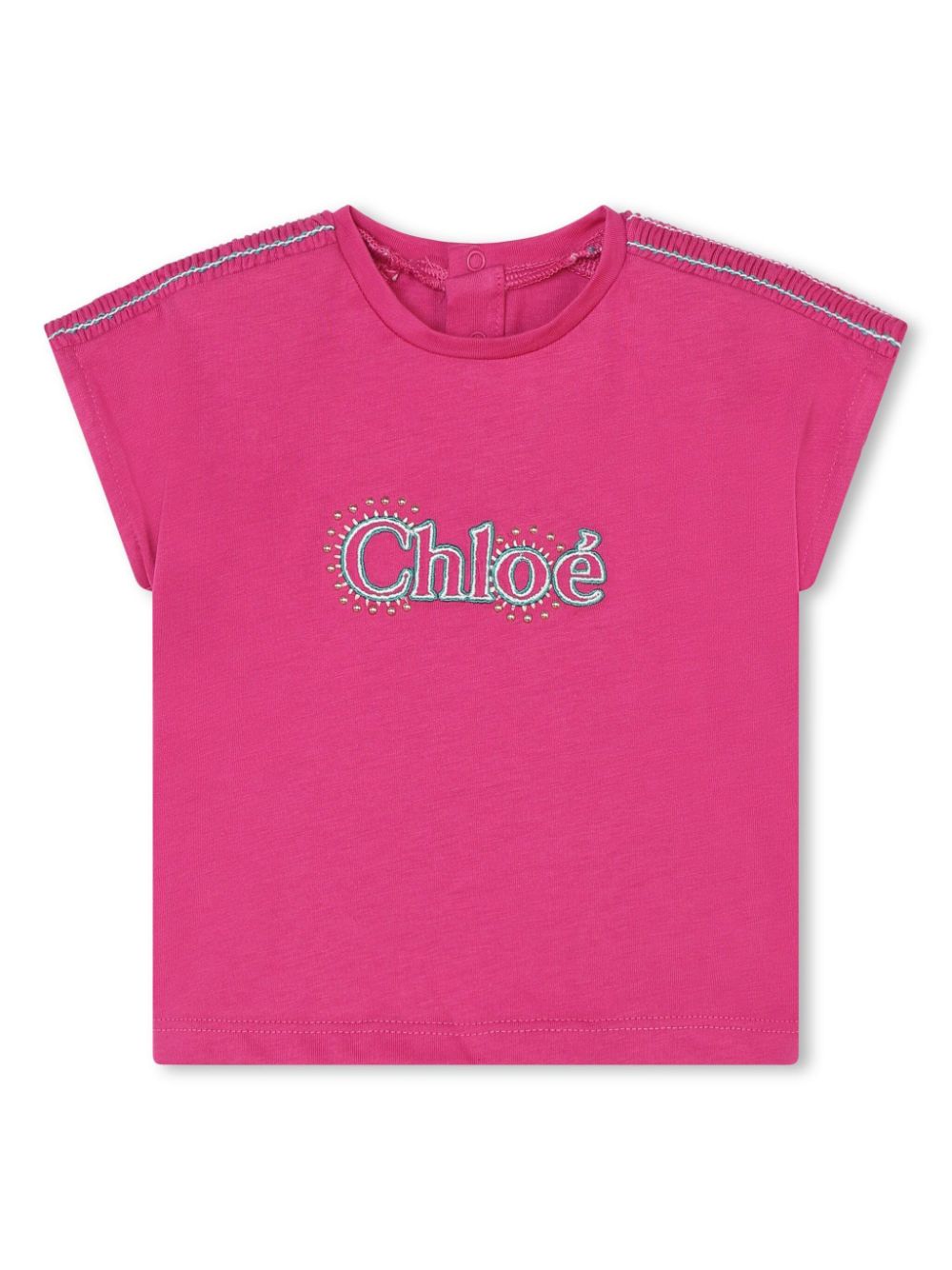 Logo-embroidered organic cotton T-shirt - Pink