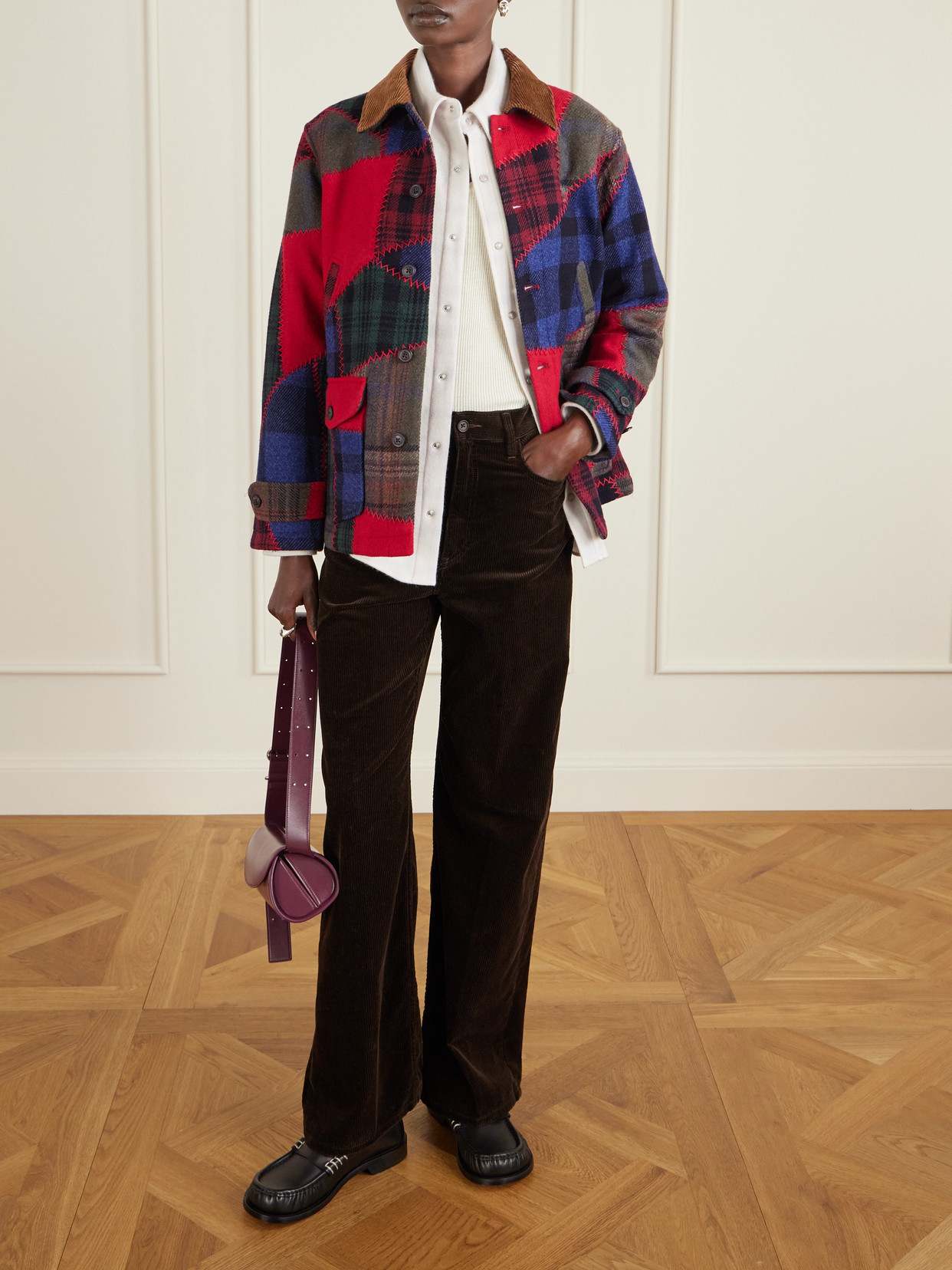 Patchwork Wool-blend Coat - Multi