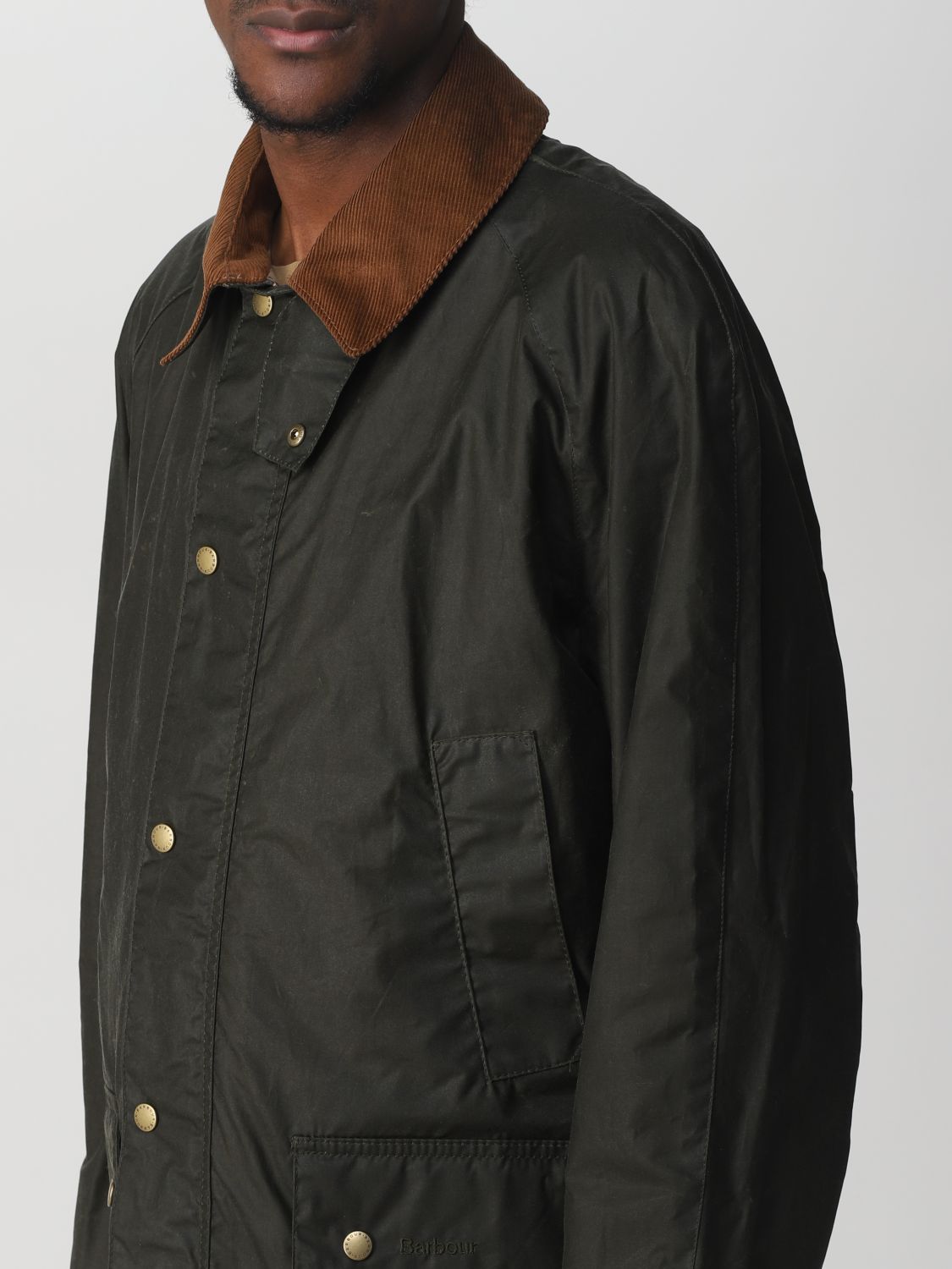 Contrasting-collar detail jacket - Green