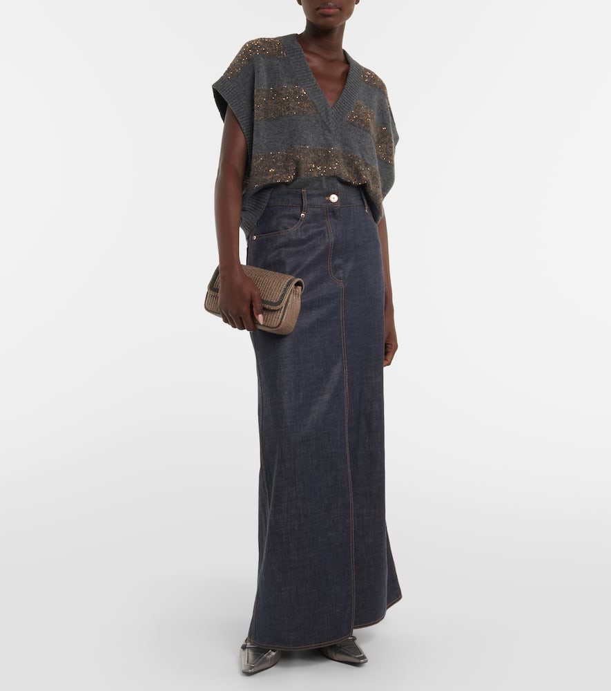 Denim maxi skirt