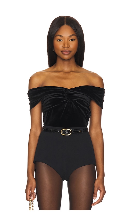 Good American OBERTEIL VELVET OFF SHOULDER in Black. Größe S. Also in 2X, 3X, 4X, 5X, L