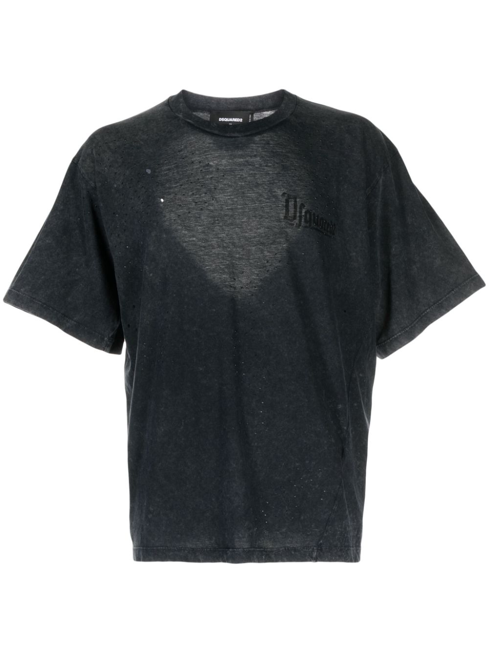 Distressed-effect cotton T-shirt - Black