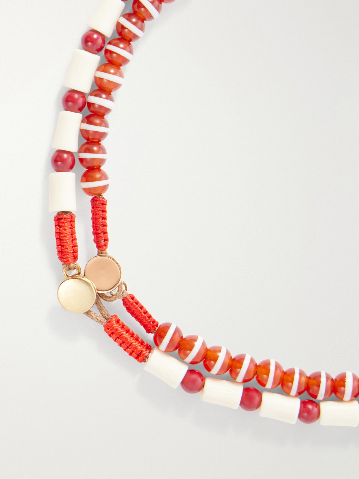 Paprika Set Of Two Beaded Necklaces - Red