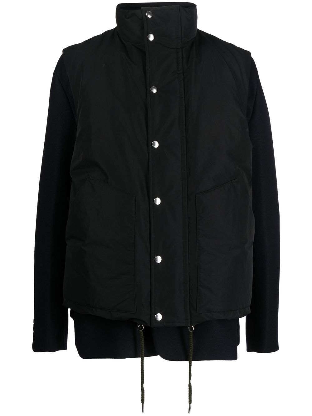 Double-layer gilet wool jacket - Black