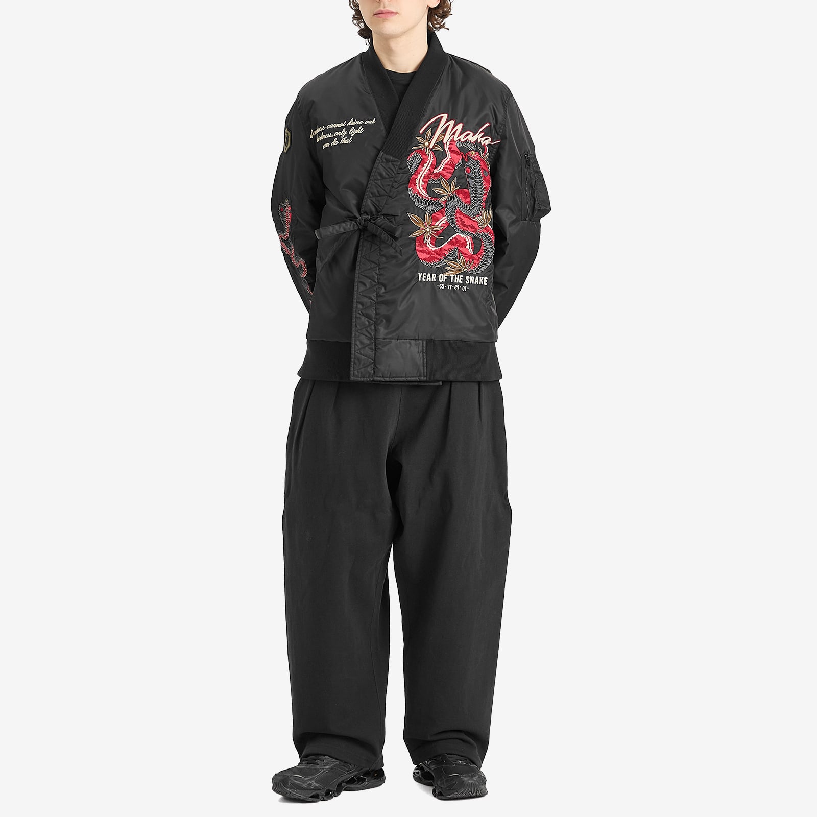 Maharishi Men's Year Of The Snake MA-1 Kimono Jacket in Black