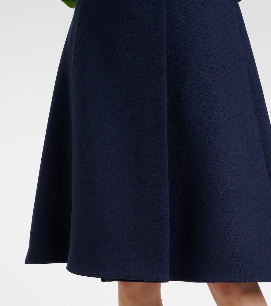 Virgin wool crêpe midi skirt