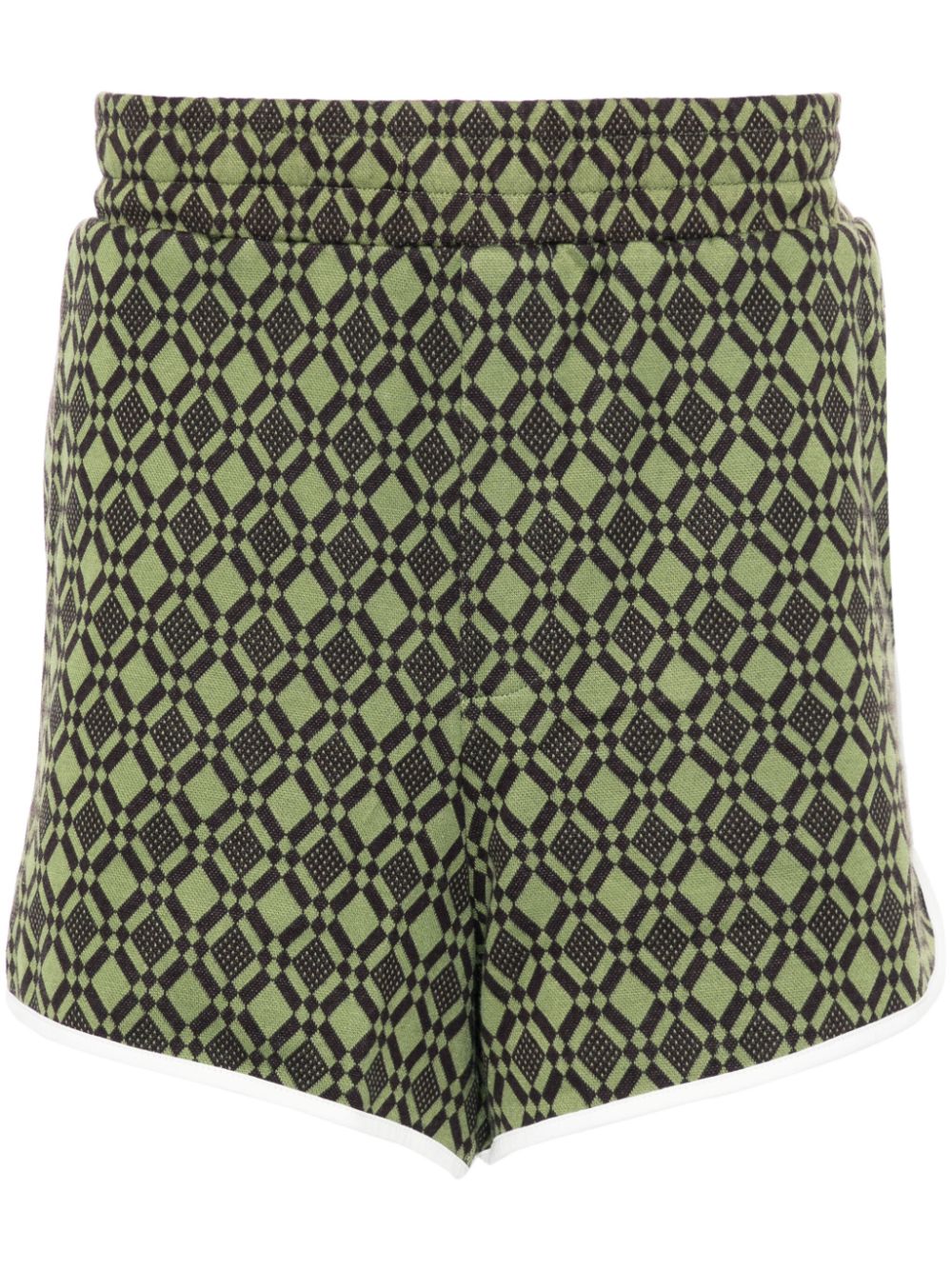 Geometric-patterned jersey shorts - Green