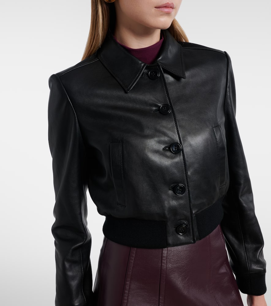 Sleek Statement cropped leather blouson jacket