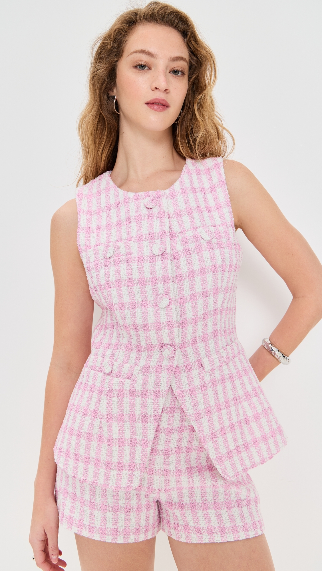 Tweed Top Jacket Pink/White