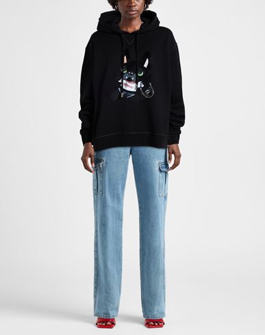 Woman Sweatshirt Black Size M Cotton, Elastane