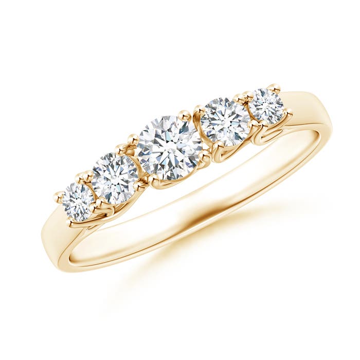 Angara 0.51 Carat Lab-Grown Five Stone Trellis Set Diamond Wedding Ring in 18K Yellow Gold