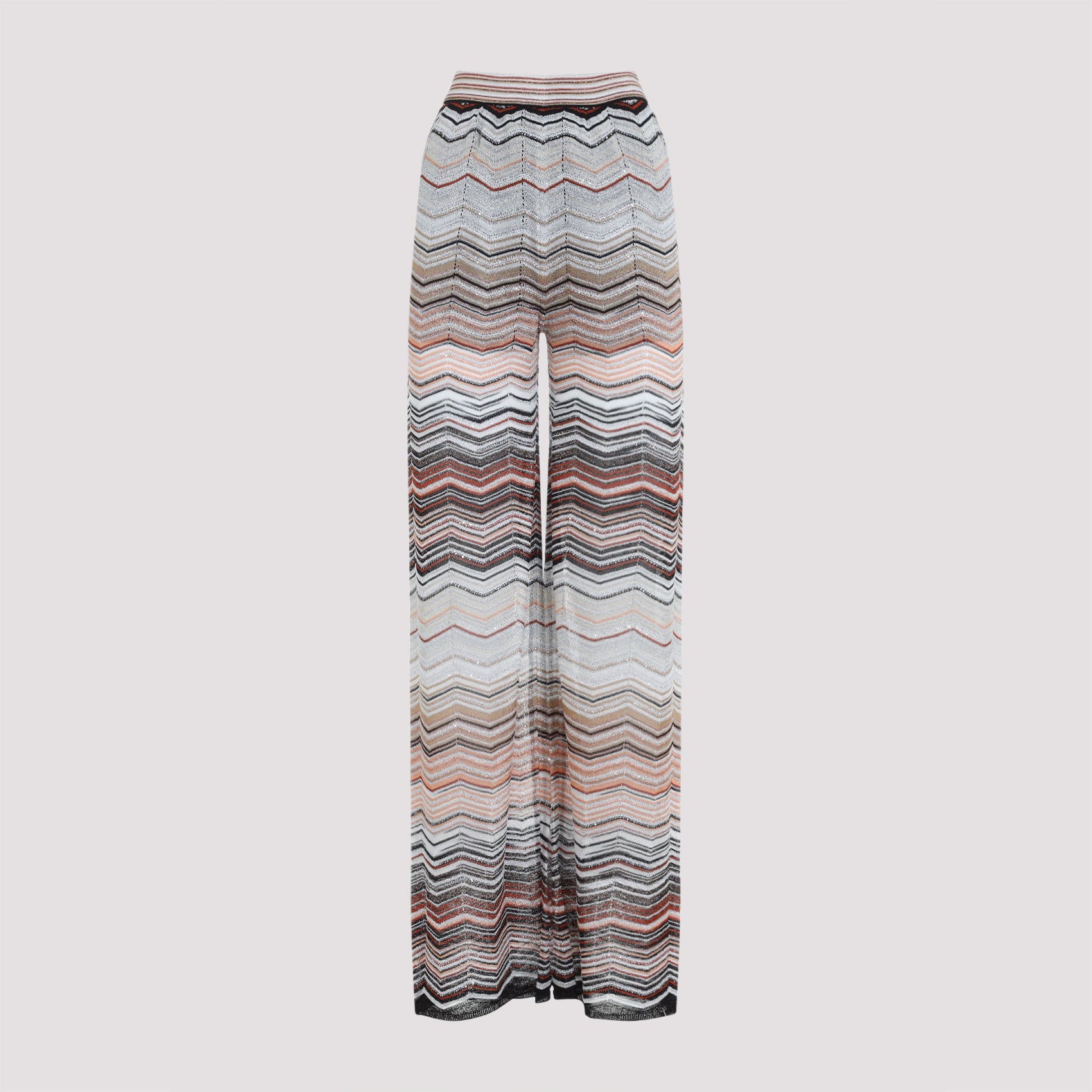 Wide Chevron Lamé Viscose Trousers with Sequins