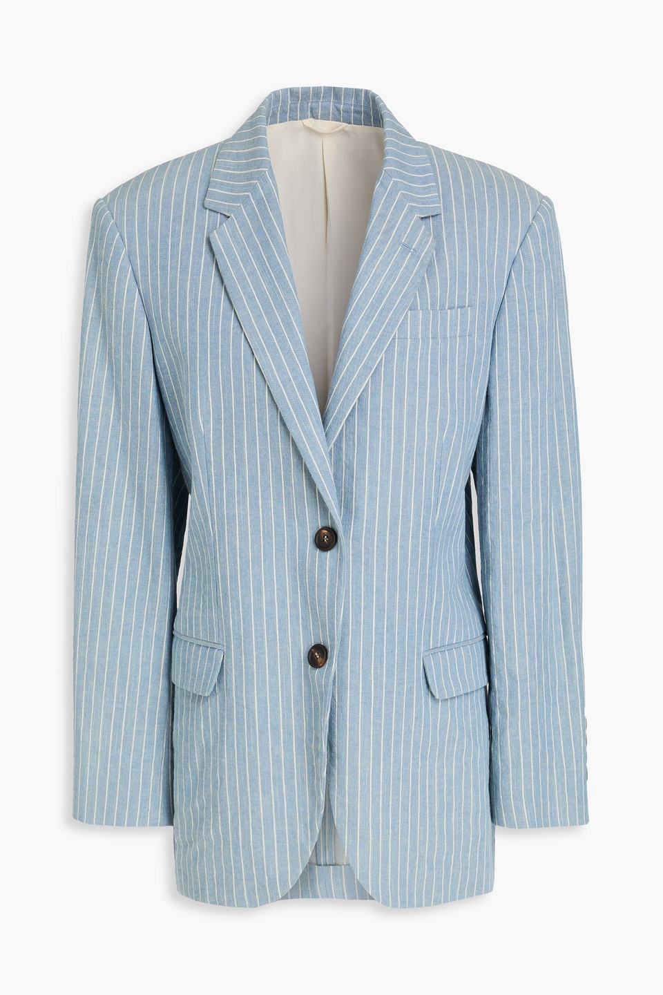Striped linen-blend blazer - Blue - IT 42