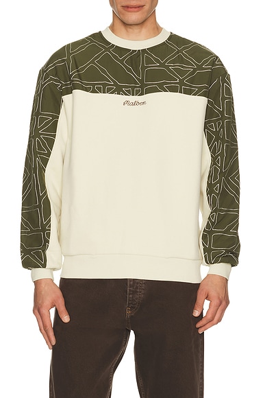 Malbon Golf Tierra Crewneck Sweater in Cream & Olivine - Green, Beige. L also in M, S, XL/1X