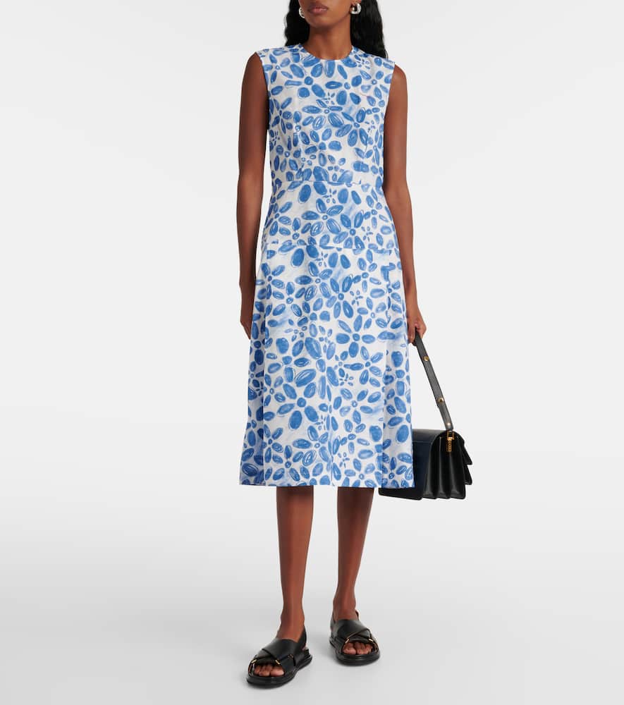 Printed cotton midi dress