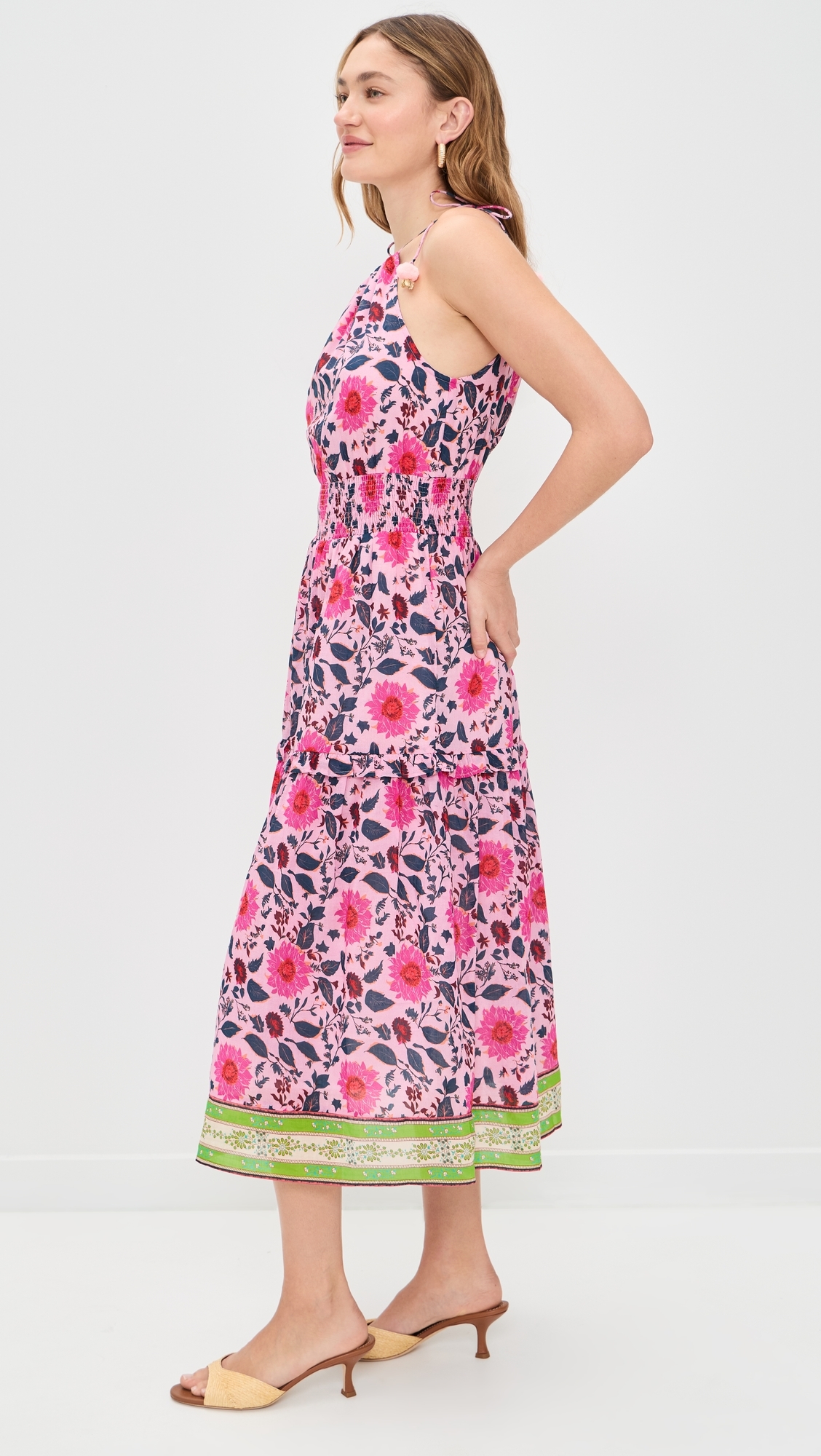 Kelly Midi Dress Fuchsia/Teal Floral
