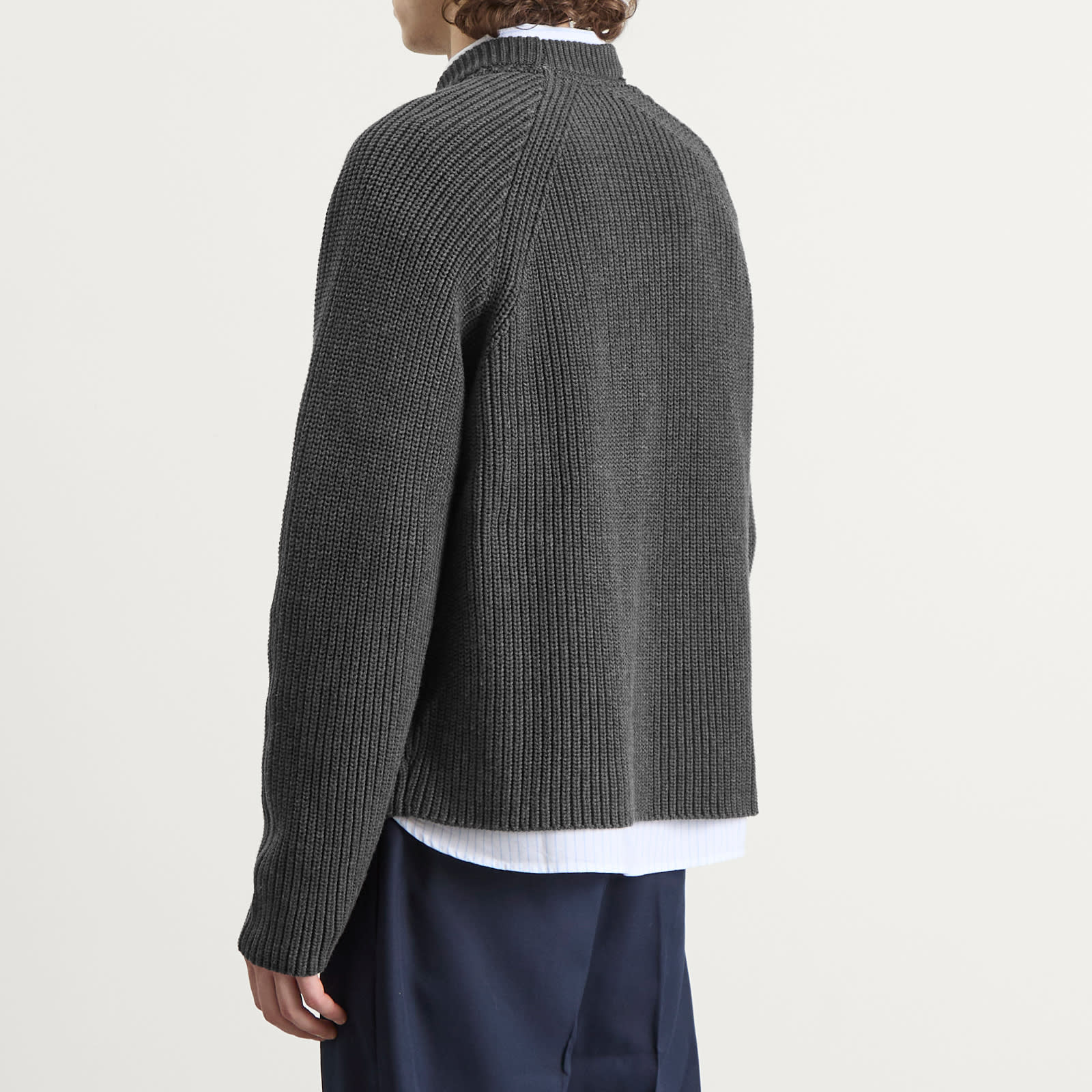 Men's Rib Mock Neck Crew Charcoal