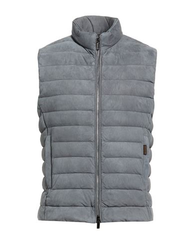 Man Vest Slate blue Size 44 Cow leather