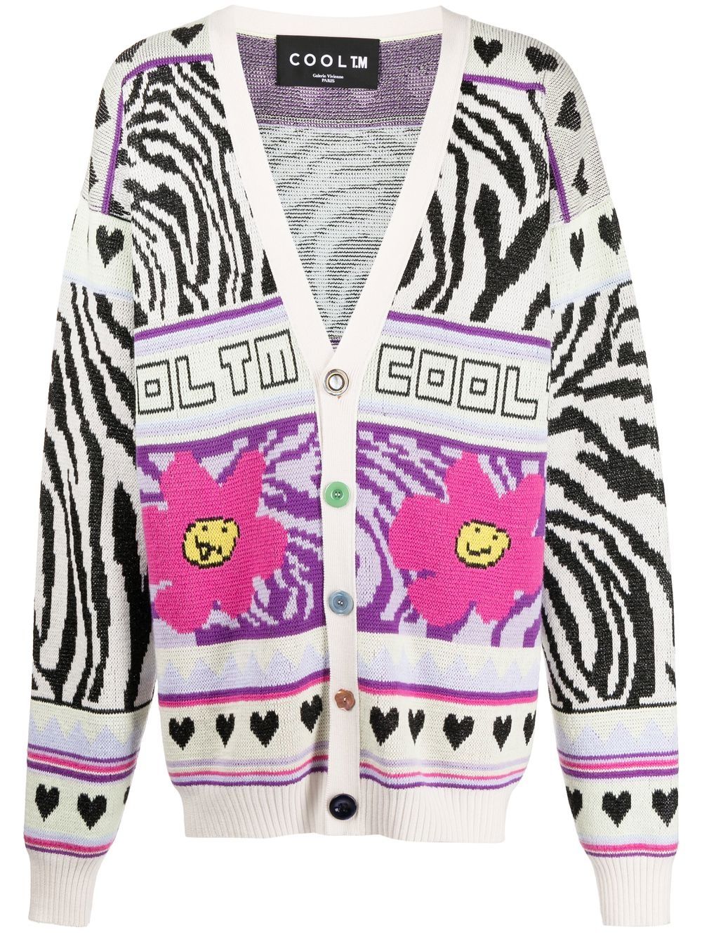 Intarsia-knit graphic cardigan - Multicolour