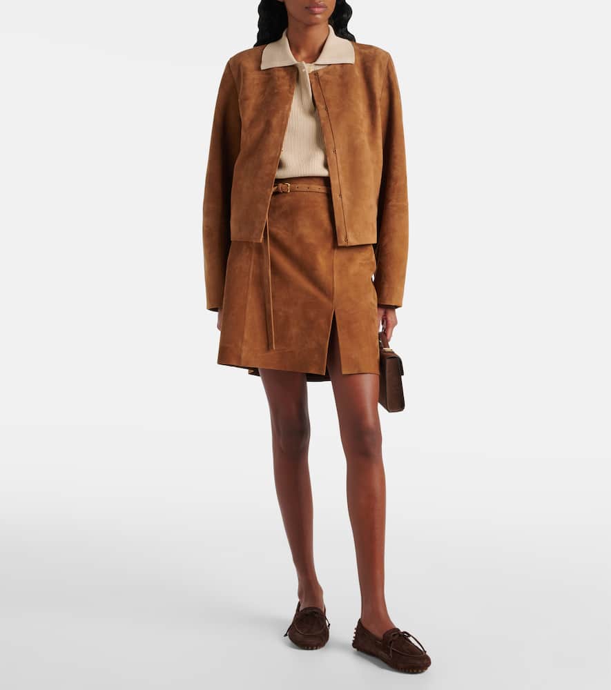 Cropped suede jacket
