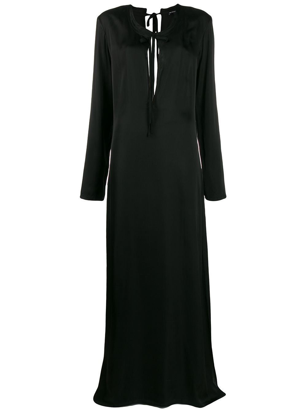 Long sleeve tie neck dress - Black