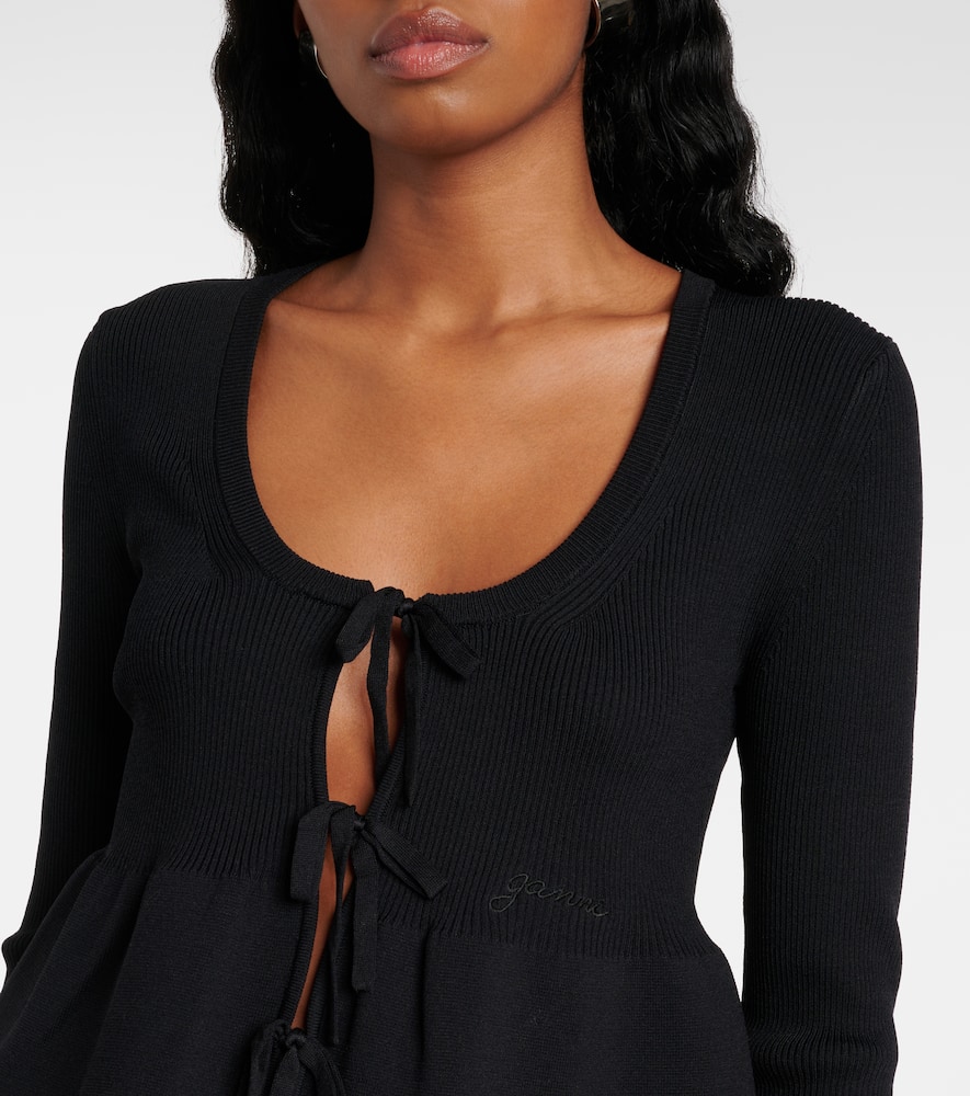 Ruffled ribbed-knit top