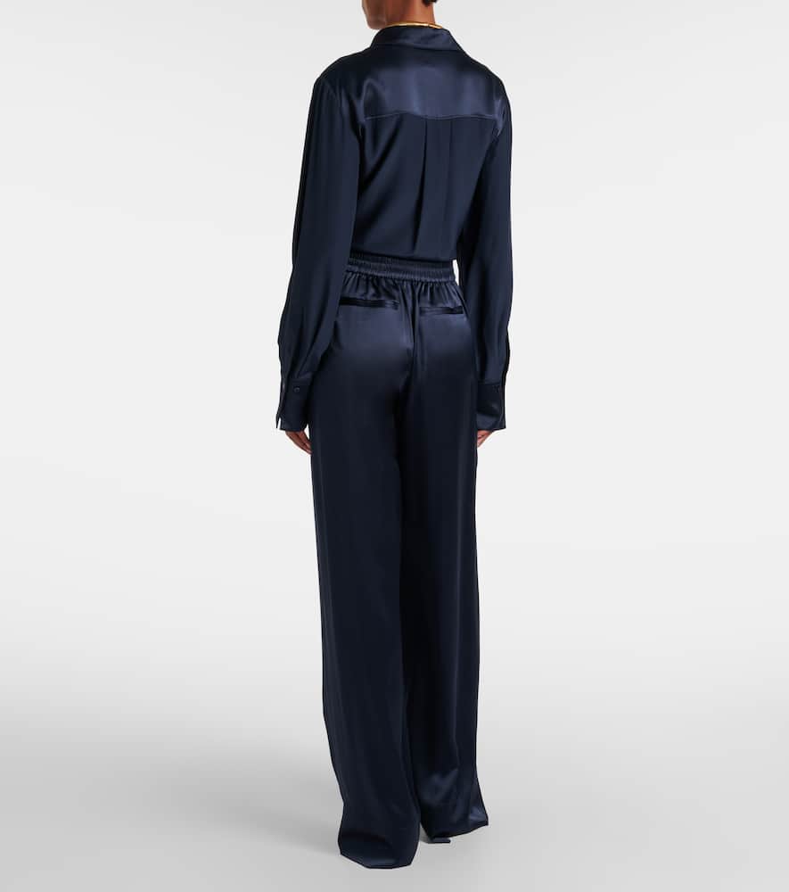 Dijon silk satin wide-leg pants