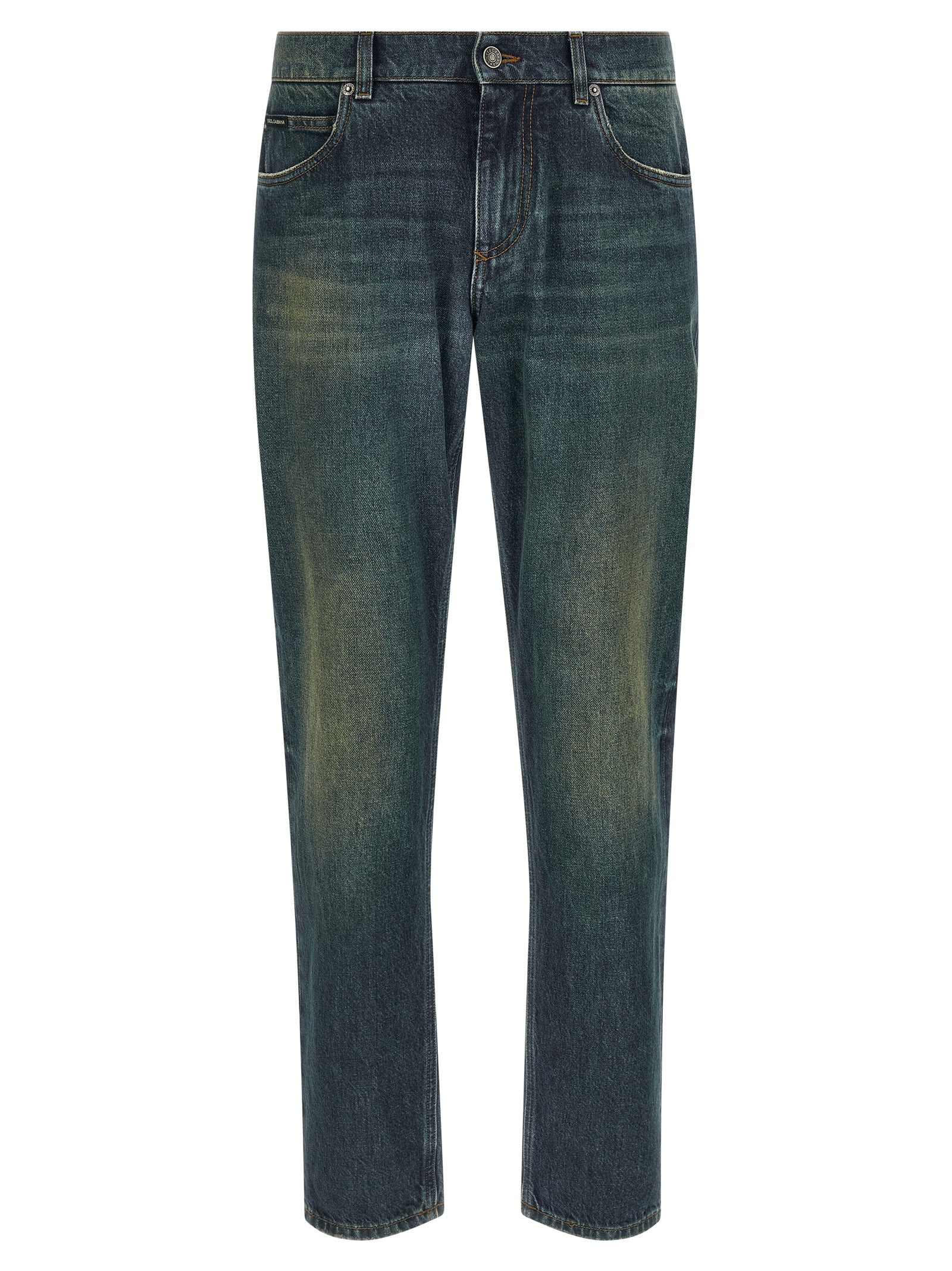 Stone-Wash Cotton Jeans — Blue