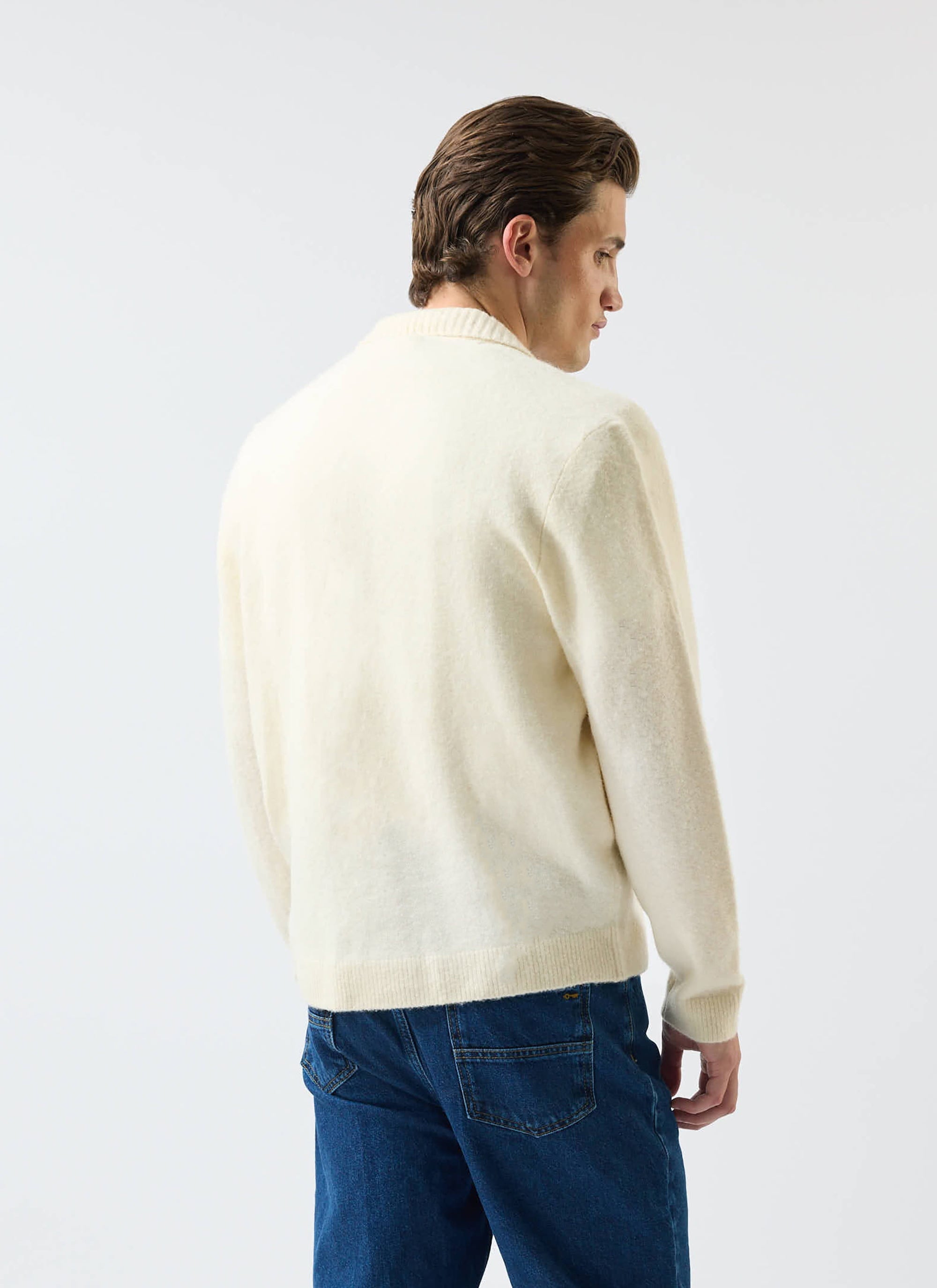 Archive Soft Knitted Collared Cardigan Cream