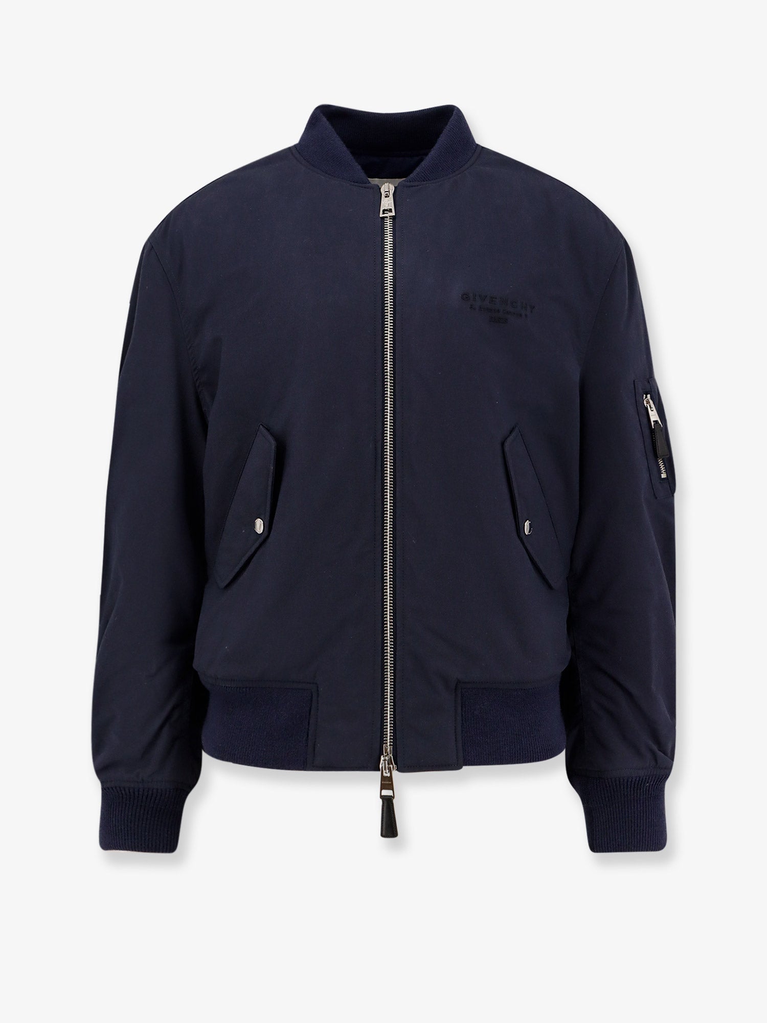 Cotton-Blend Bomber Jacket — Blue