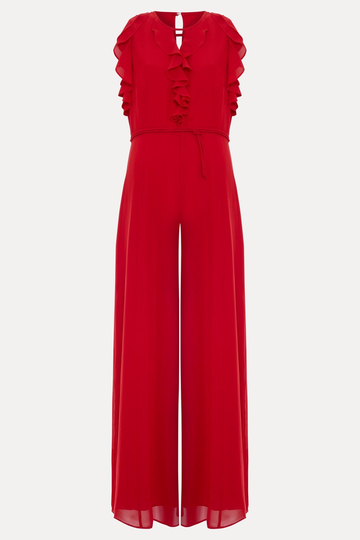 Phase Eight Petite Rachel Ruffled Wide-Leg Jumpsuit In Scarlet