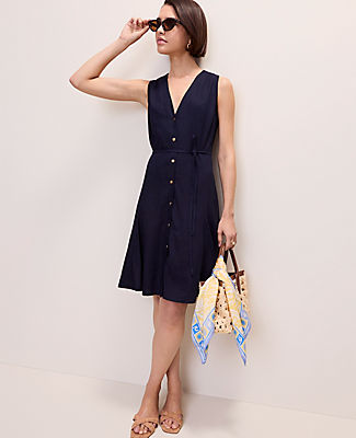 Ann Taylor Linen Blend Flare Dress