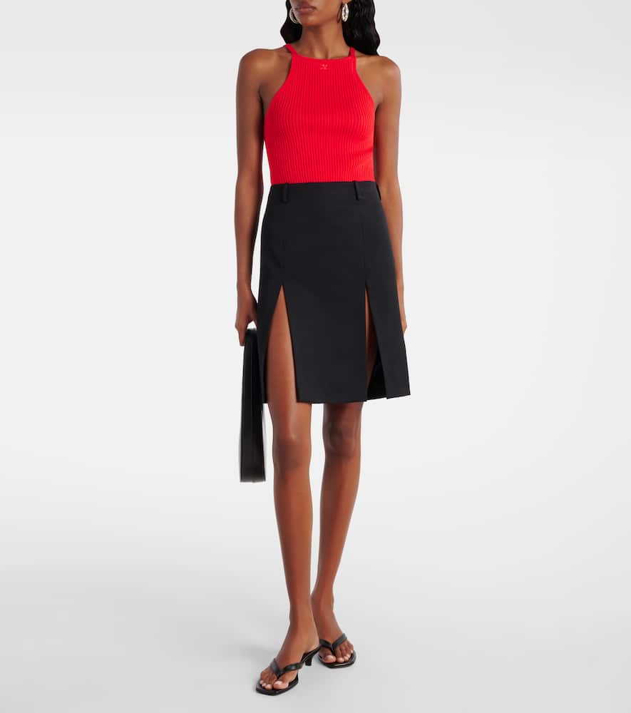 Courrèges Circle logo ribbed-knit tank top