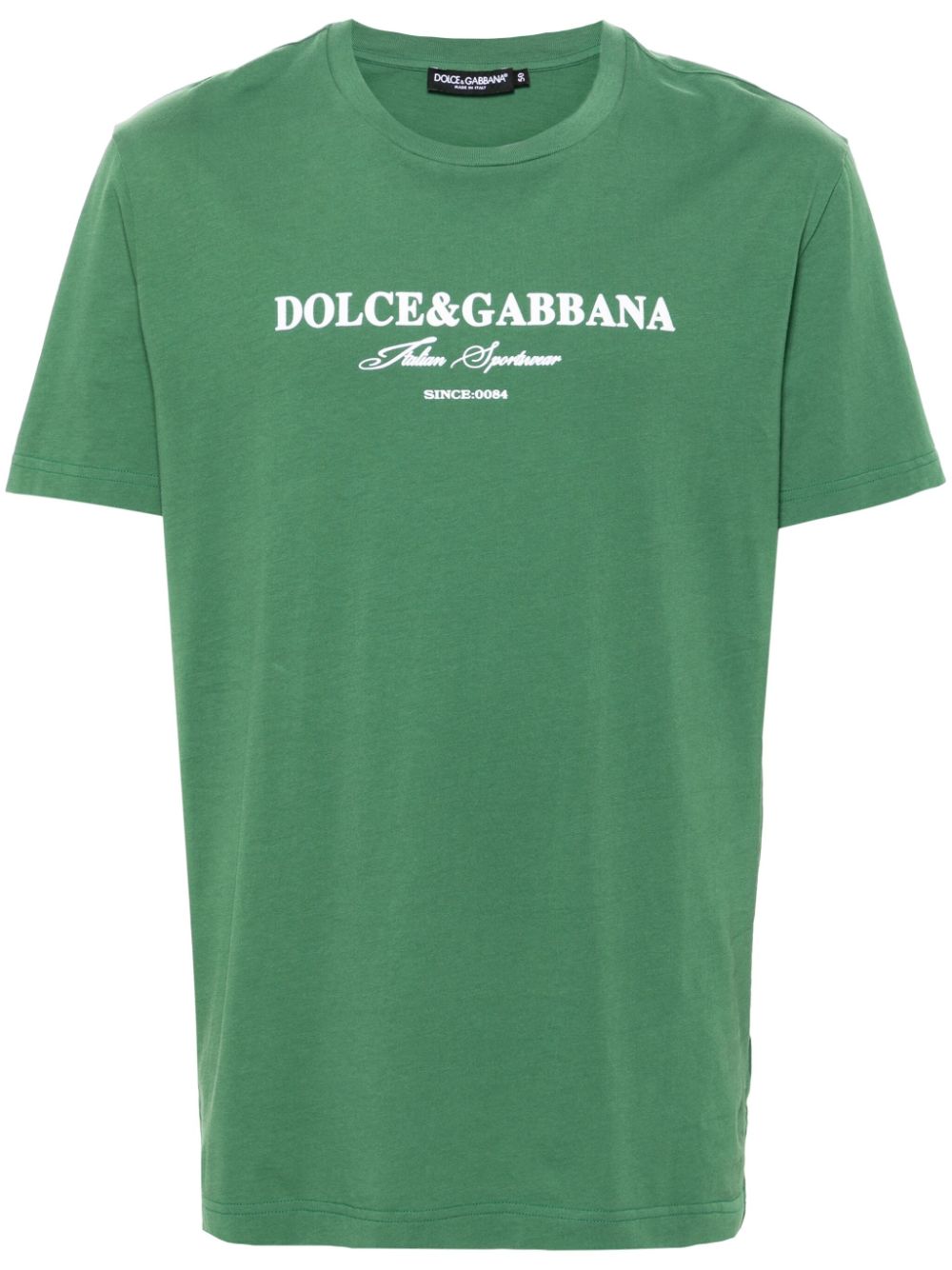 Flocked-logo cotton T-shirt - GREEN