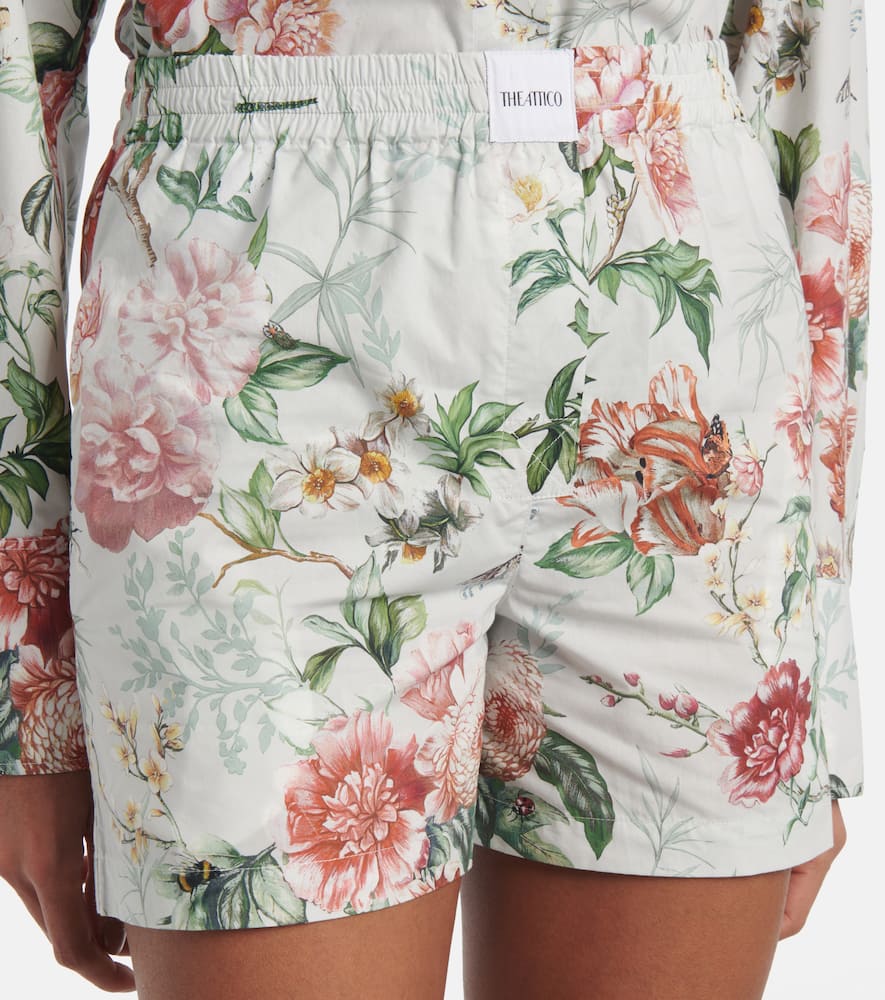 Floral cotton poplin shorts