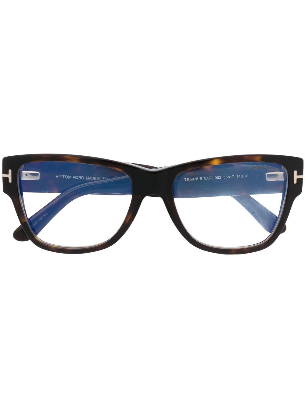 Logo-arm tortoiseshell glasses - Black