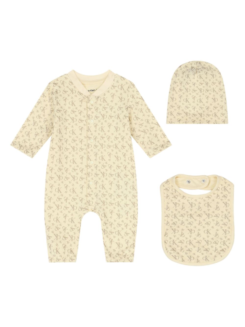 Monogram-print romper set - Yellow