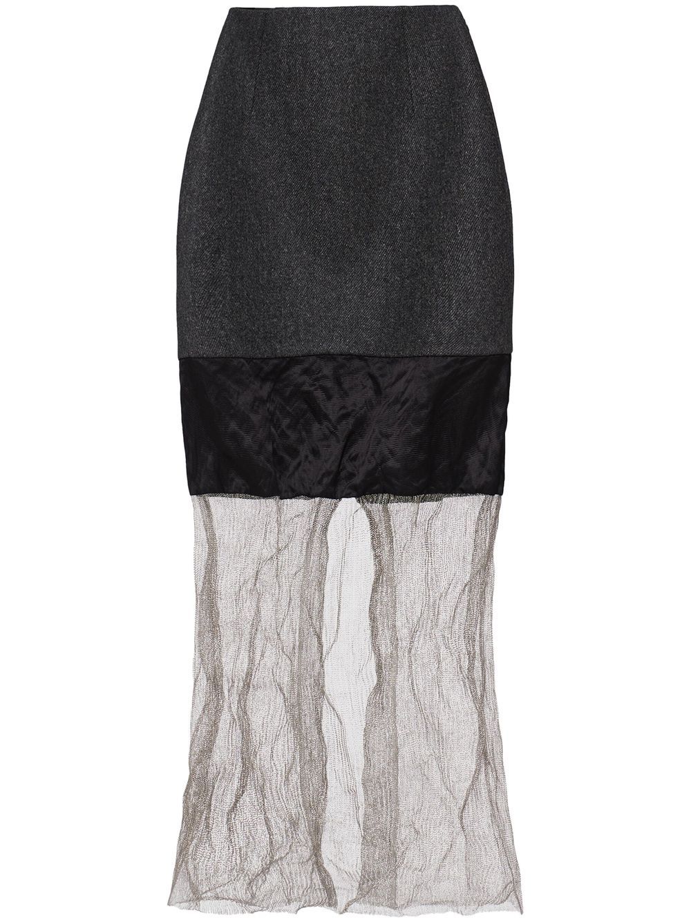 Wool mesh midi skirt - Grey