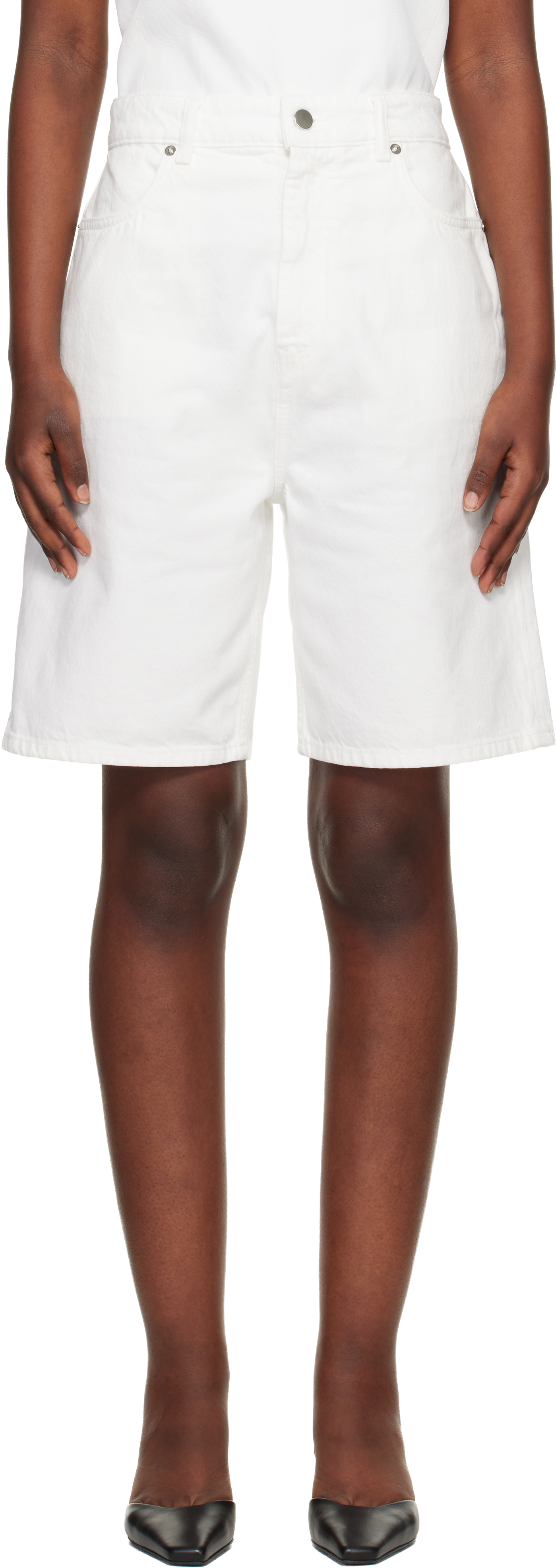 White Isu Lds Denim Shorts