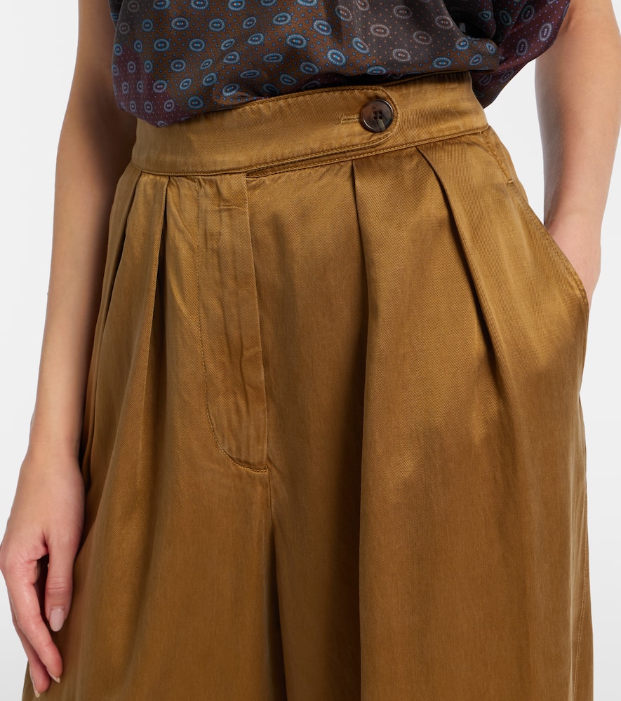 Pleated high-rise wide-leg pants