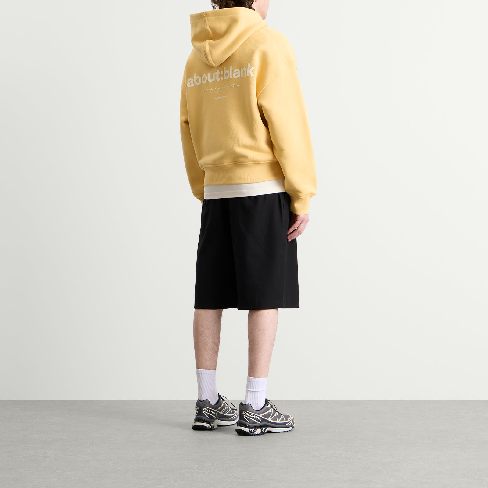 Men's Box Zip Hoodie in Yellow/Ecru